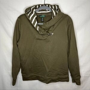 Lauren Ralph Lauren Green Hoodie with Striped Hood